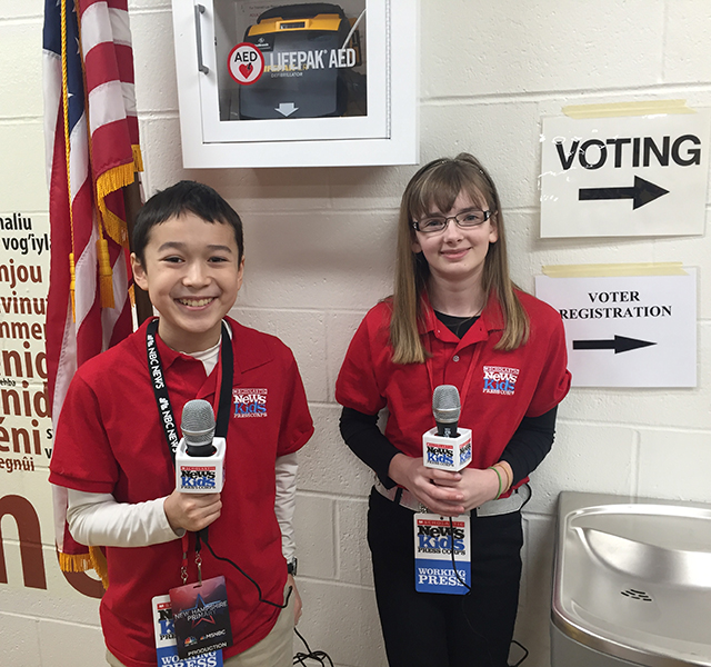 Maxwell Surprenant and Kaitlin Clark at a polling place