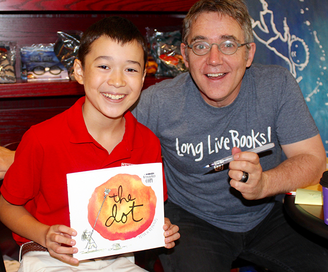 Max interviews Peter H. Reynolds at The Blue Bunny Bookstore in Dedham, MA