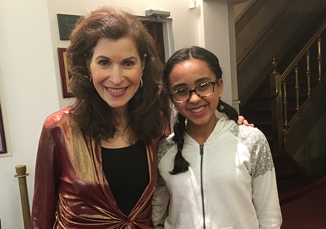 Sunaya with classical guitarist Sharon Isbin after her concert in Englewood, New Jersey, photo by Marla Burrough