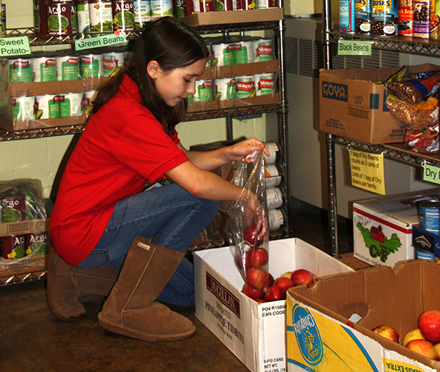 Caroline at the Falmouth Food Pantry in Maine