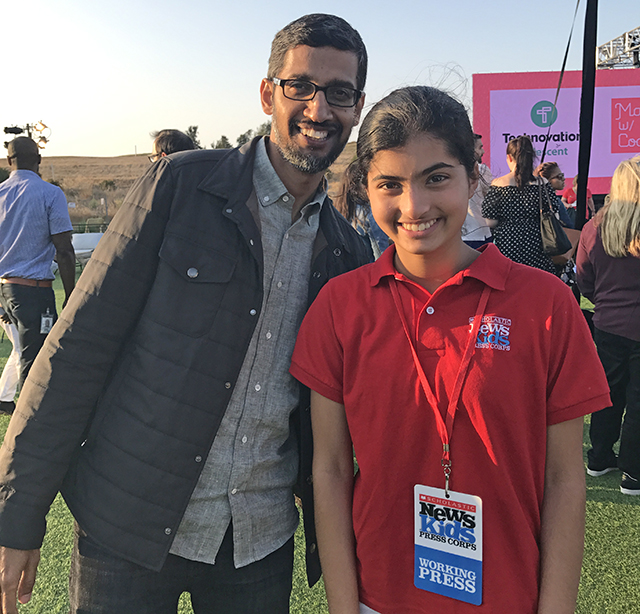 Manat Kaur with Google CEO, Sundar Pichai.