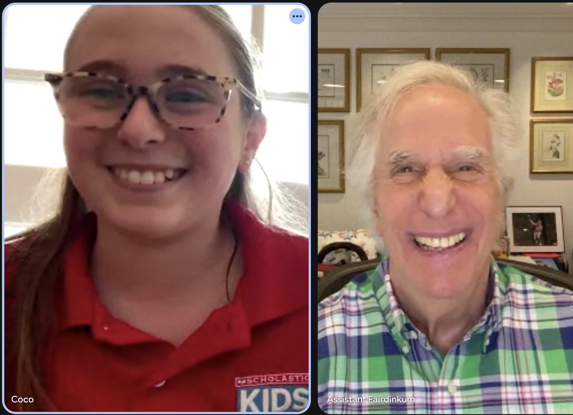 Scholastic Kid Reporter during her interview with Henry Winkler Scholastic Kid Reporter during her interview with Henry Winkler