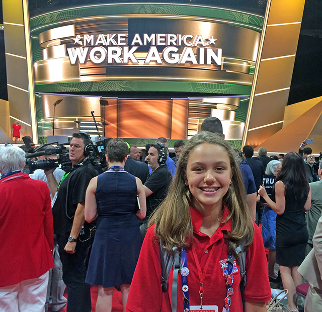 Lilian on the floor of the Quicken Loans Arena in Cleveland, Ohio, for the Republican National Convention. At the convention, Republican delegates officially nominated Donald Trump as their candidate for president. 