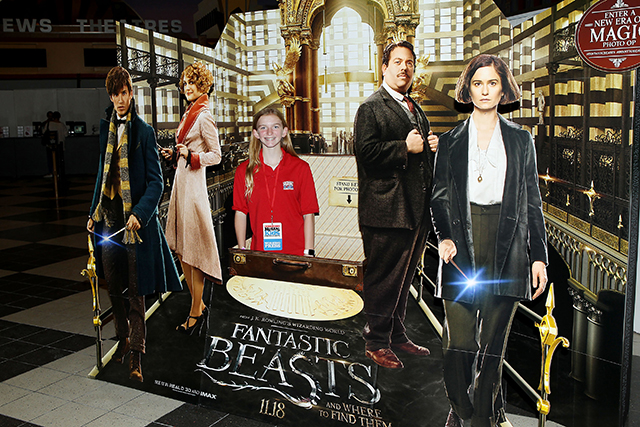 Skylar in front of the Fantastic Beasts display