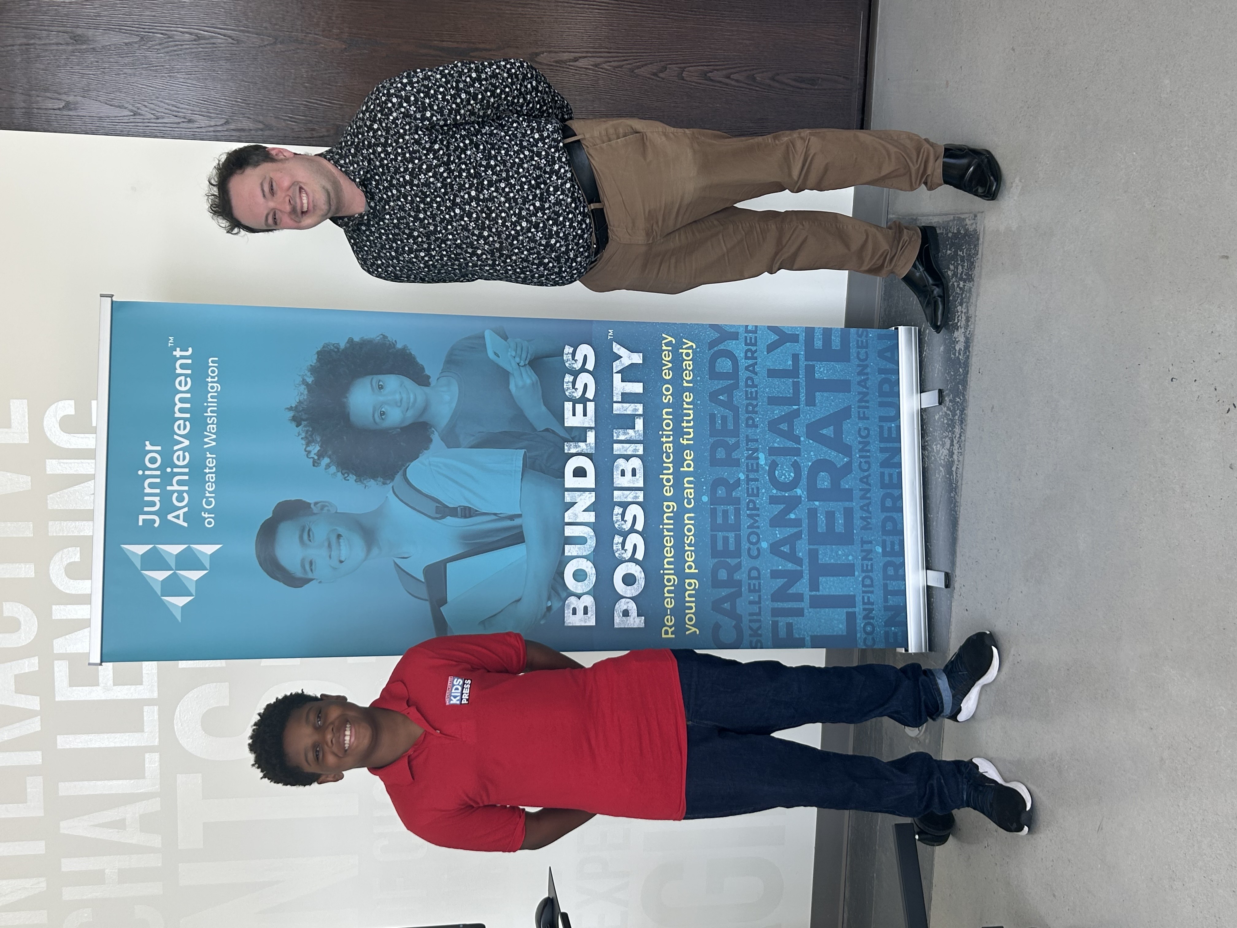 Xander Dorsey pictured with Brett Taylor, Vice President of Junior Achievement of Greater Washington (photo credit: Xander Dorsey). 
