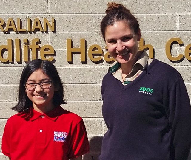 Helen Hong with vet, Claire Madden from Healesville Sanctuary, photo courtesy of the author