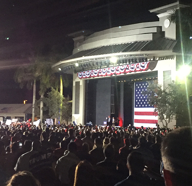 Supporters tightly gathered as Donald Trump approached the stage