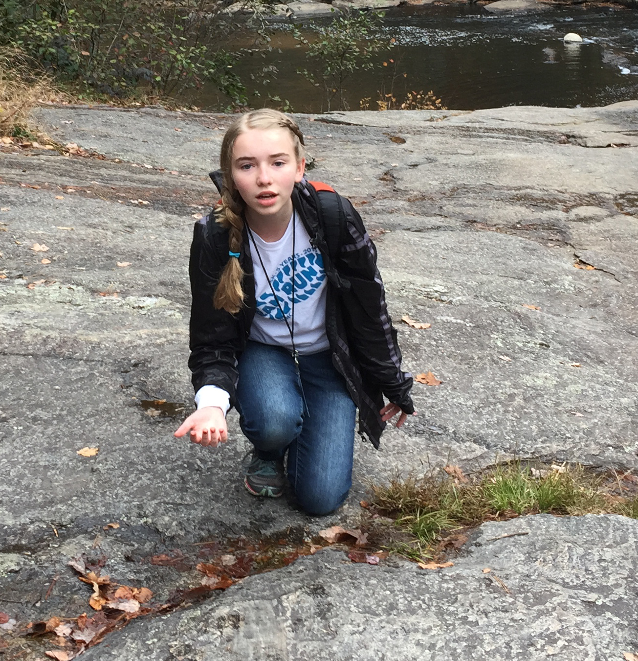 Jordan recreates the scene where Katniss finds Peeta’s blood in the Arena (DuPont State Forest, North Carolina).