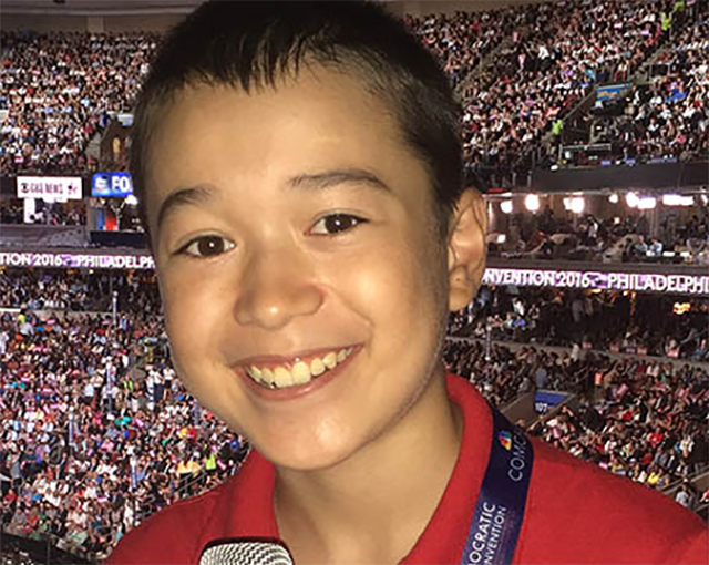 Maxwell Surprenant at the Democratic National Convention in Philadelphia, Pennsylvania