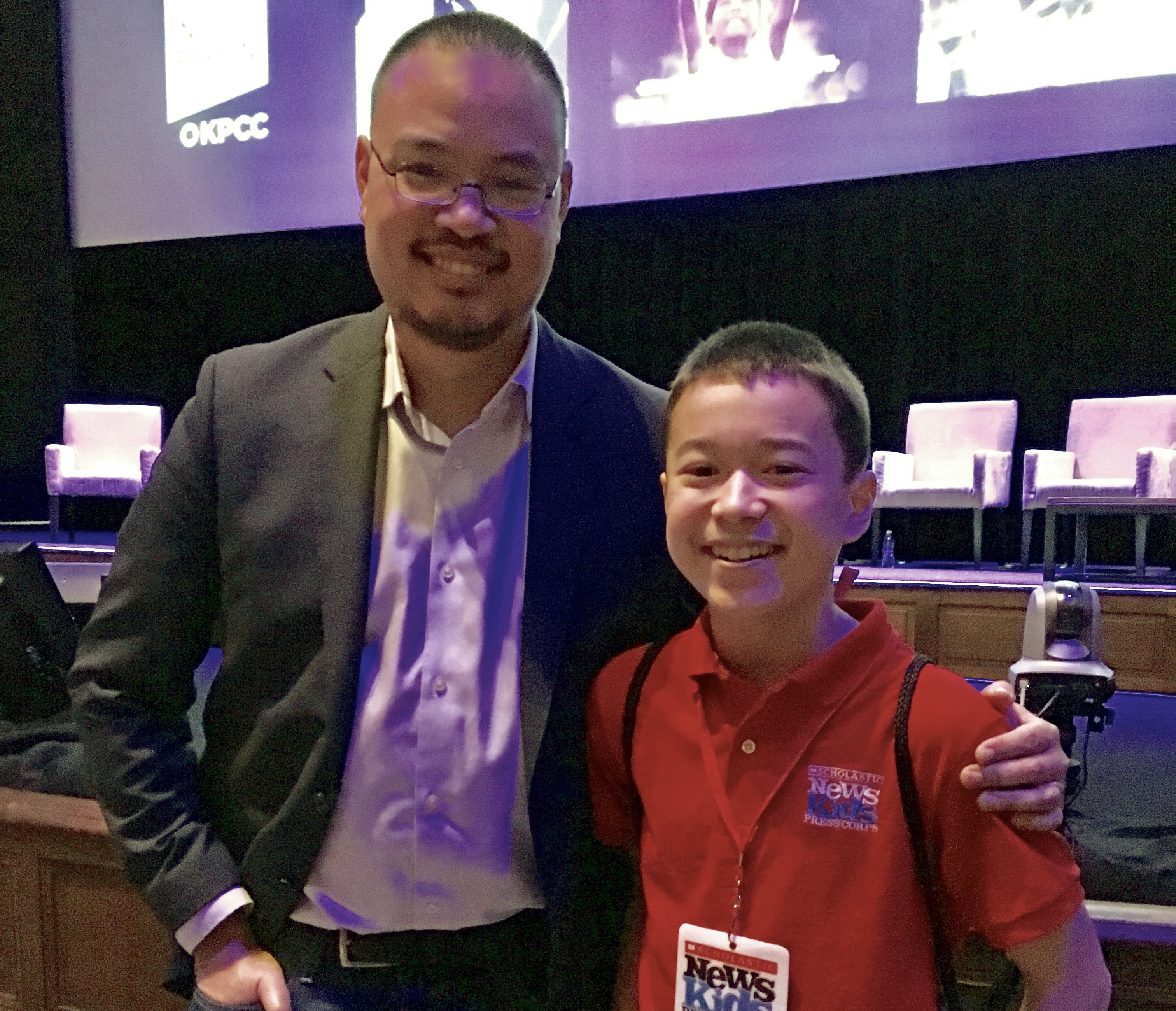Max with Justin Chang, KPCC and LA Times film critic at the Theater at the Ace Hotel in Downtown Los Angeles