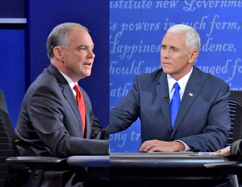 Kaine and Pence during Tuesday night's vice presidential debate