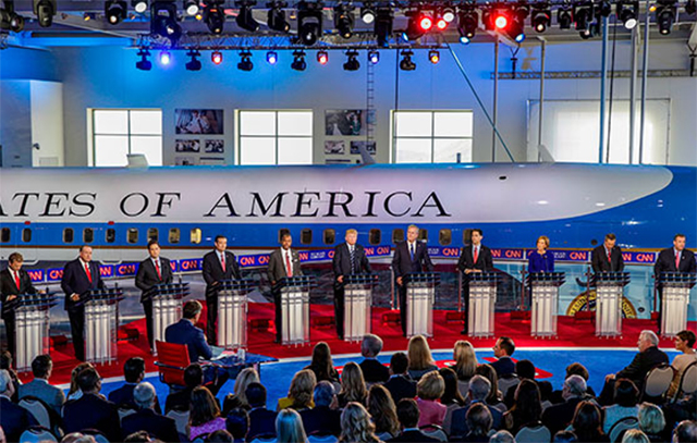 Top Republican candidates debate the issues on September 16 at the Ronald Reagan Presidential Library in Simi Valley, California.