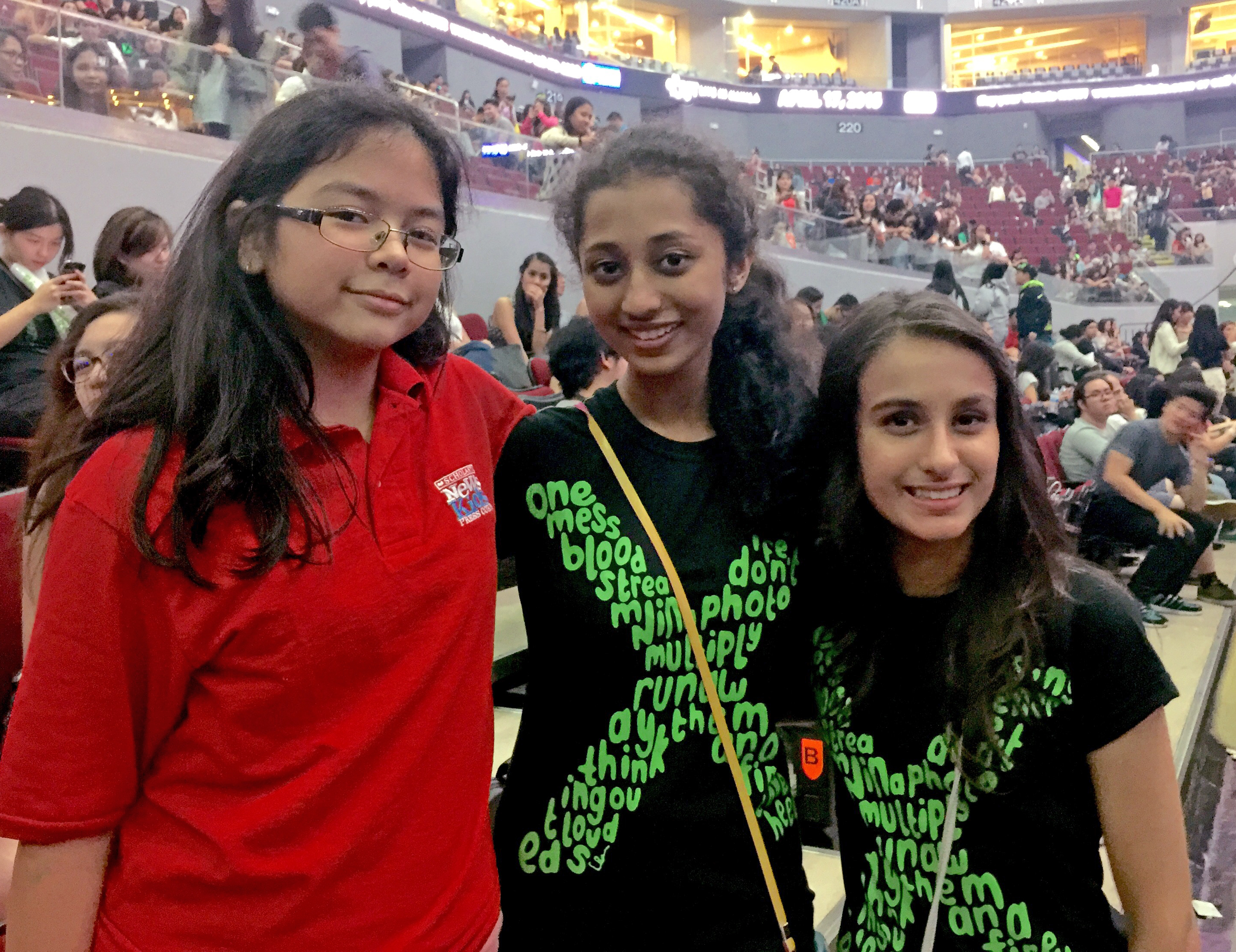 Georgia with fans Richa Shah, center, and Siena Maxwell at an Ed Sheeran concert in Manila