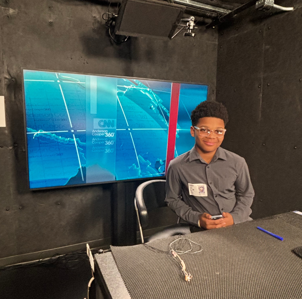 Xander Dorsey visits the CNN studio in Washington, D.C. 
