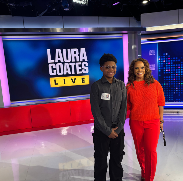 Scholastic Kid Reporter Xander Dorsey with CNN Chief Legal Analyst Laura Coates. 