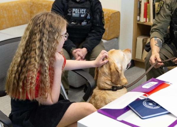 Coco petting Beethoven during her interview Coco petting Beethoven during her interview