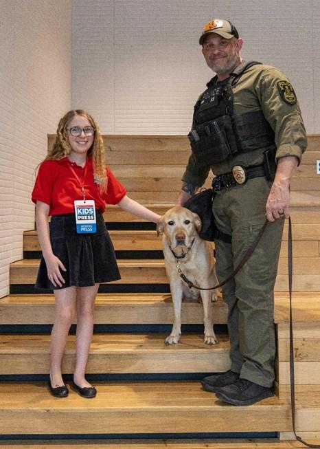Coco with K-9 handler and trainer Officer Derek P. and K-9 Beethoven Coco with K-9 handler and trainer Officer Derek P. and K-9 Beethoven