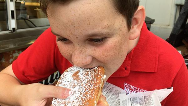 Ryan eating a Fluffernutter