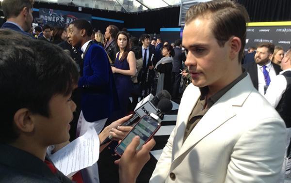 Scholastic News Kids Press Corps Reporter Ben Jorgensen interviews actor Dacre Montgomery at the premiere of Saban’s Power Rangers.