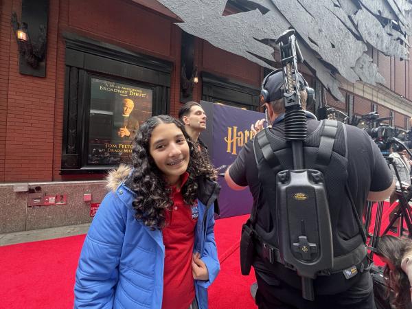 Kid Reporter Sara Adibi on the red carpet of Harry Potter and the Cursed Child 