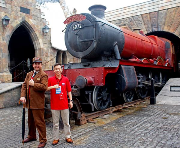 Max and the conductor of the Hogwarts Express