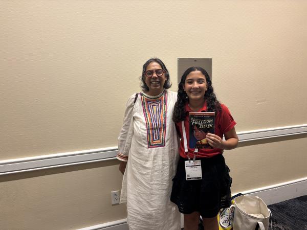 Sara pictured with Ruchira Gupta, author of The Freedom Seeker with