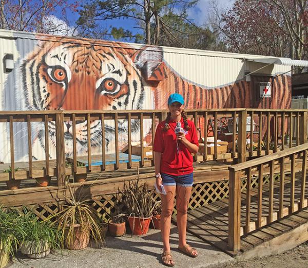 Lilian in front of Catty Shack's Hospital