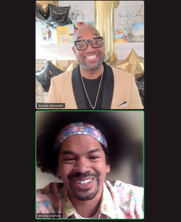 Poet and founder of One Word at a Time Kwame Alexander with Reading Rainbow Host Mychal Threets at the 2026 Wimpy-ton Ball. 