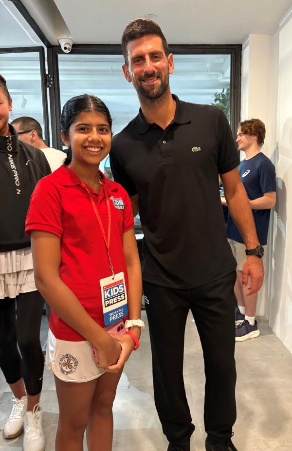 Leyla also got to sit in on a moderated Q&A with Novak Djokovi and Taylor Fritz Leyla also got to sit in on a moderated Q&A with Novak Djokovi and Taylor Fritz