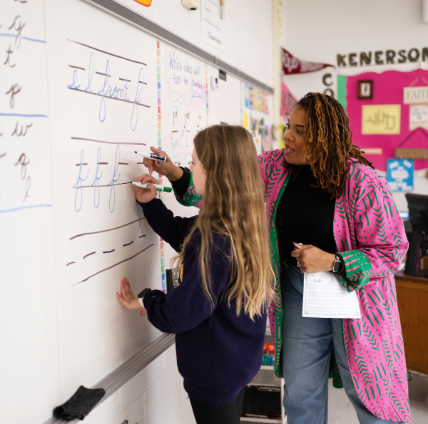 Sherisse Kenerson at her after-school cursive club. 