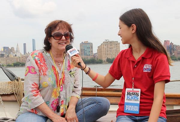 Ava interviewing Catharine Baldwin, a 6th grade history teacher at The Hudson School in Hoboken