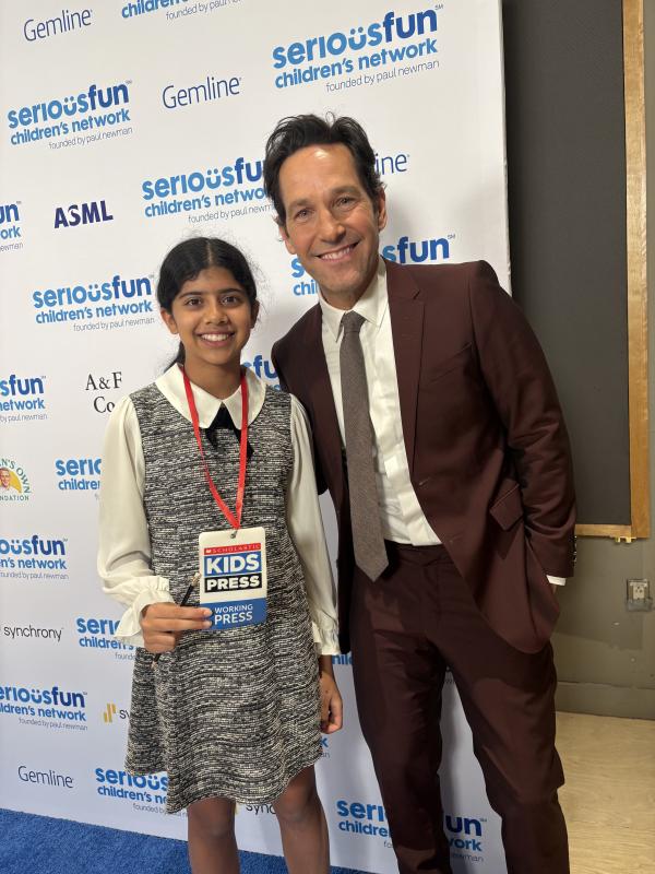 Leyla pictured with Paul Rudd at the Serious Fun Gala Leyla pictured with Paul Rudd at the Serious Fun Gala