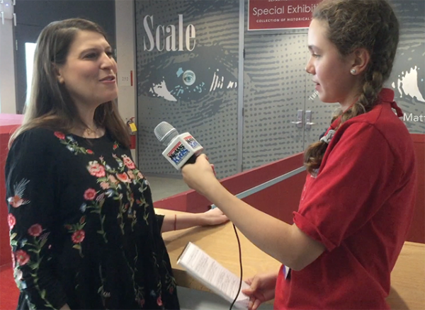 Lilian interviewing science reporter Anna Rothschild