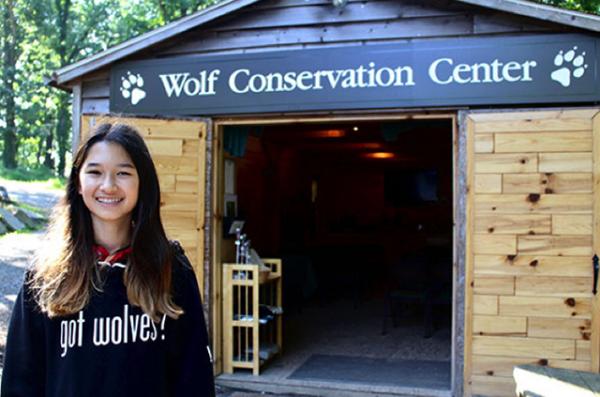Reporter Ava Park-Matt spends the night at the Wolf Conservation Center in South Salem, NY. Photo by Wolf Conservation Center Reporter Ava Park-Matt spends the night at the Wolf Conservation Center in South Salem, NY.