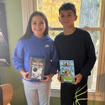 Kid Reporter Asher Freije and Tatum show off their favorite graphic novels.  Kid Reporter Asher Freije and Tatum show off their favorite graphic novels.