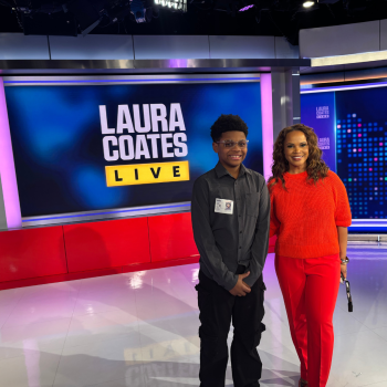 Scholastic Kid Reporter Xander Dorsey with CNN Chief Legal Analyst Laura Coates. 