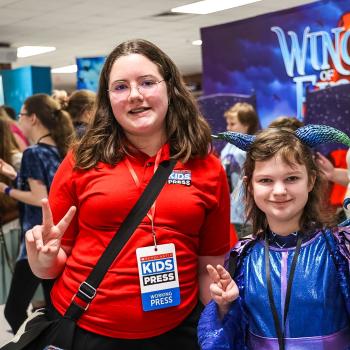 Gracelynn with Annabelle G. (14 years old), one of the FanWing Fest attendees (credit: Andrea Gracey)