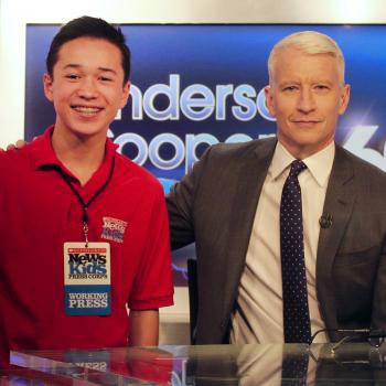 Max with Anderson Cooper on the set of Anderson Cooper 360 in New York City