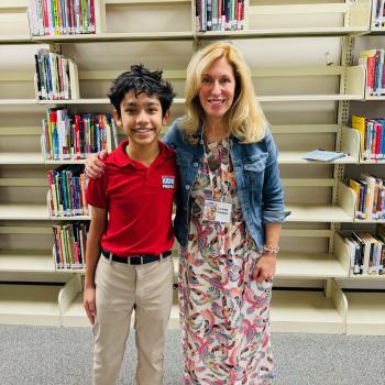 Kid Reporter Kush Kalra with author Lauren Tarshis Kid Reporter Kush Kalra with author Lauren Tarshis