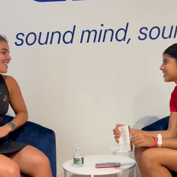 Scholastic Kid Reporter Leyla Saldanha with tennis player Jasmine Paolini