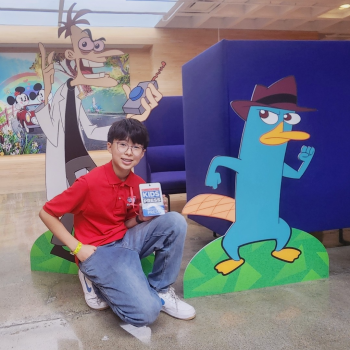 Photo with Dr. Doofenshmirtz (left) and Agent Perry the Platypus (right)
