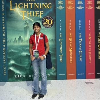 Kid Reporter Leyla Saldanha attends a Percy Jackson celebration at Disney's New York City headquarters. Kid Reporter Leyla Saldanha attends a Percy Jackson celebration at Disney's New York City headquarters.