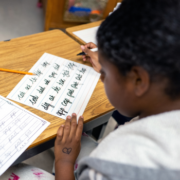 For many young people, learning cursive isn't just about handwriting, it's another way to communicate, create, and tell their own stories (photo courtesy of Karen Bolt, Fairfax County Public Schools). For many young people, learning cursive isn't just about handwriting, it's another way to communicate, create, and tell their own stories.