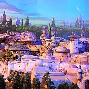 A model of a 14-acre theme area based on the Star Wars movie series. New attractions are slated to open in 2019 at Disneyland in California and Walt Disney World in Orlando, Florida.