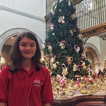 Charlotte in front of the Christmas tree at New York City’s Metropolitan Museum