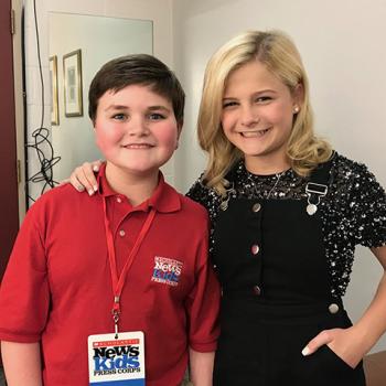 Kid Reporter Nolan Pastore with Darci Lynne prior to a recent show. backstage at the KeyBank State Theater in Cleveland, Ohio. 