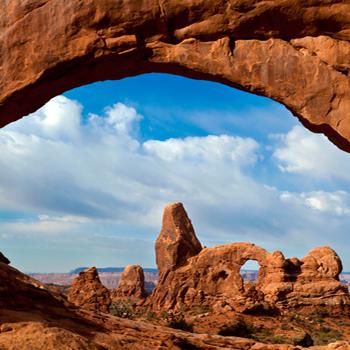 Arches National Park, which is located above the Colorado River in southern Utah, has more than 2,000 red sandstone arches.
