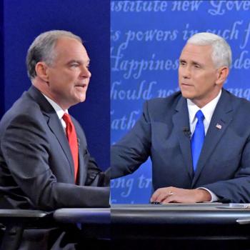 Kaine and Pence during Tuesday night's vice presidential debate