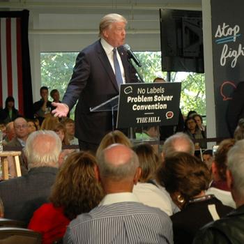 Donald Trump was among the presidential candidates at an event bringing Republican and Democratic leaders together.